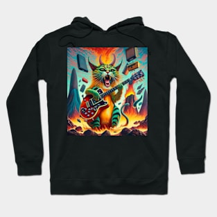 crazy nightmare cat playing heavy metal Hoodie